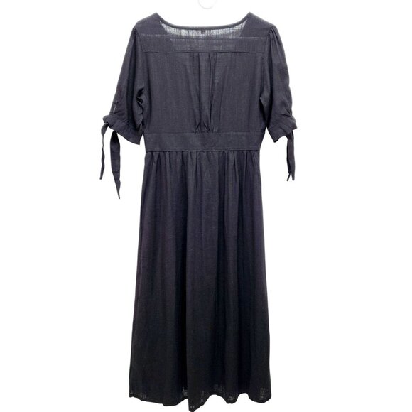 LocachyBuffalo Black womens Mariposa V Neck Button Front Dress Linen Size S - Picture 14 of 16